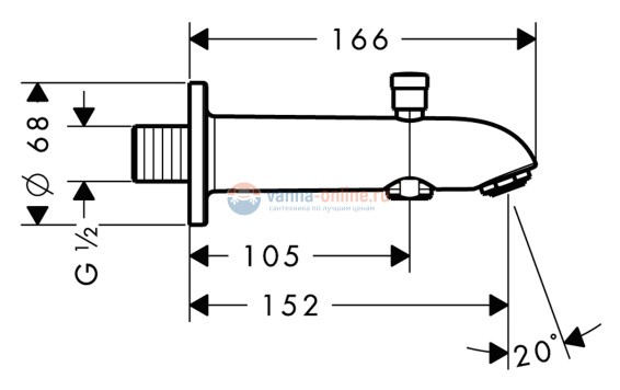 Излив Hansgrohe E 152 13423000 для ванны с душем