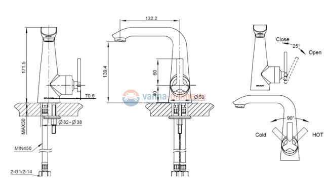 Смеситель Bravat Waterfall F173107C-1 для раковины