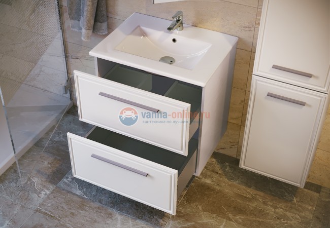 Тумба под раковину Raval Quadro Qua.01.60/P/W, 60 см, белая