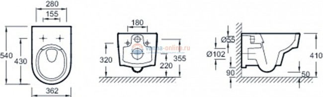 Подвесной унитаз Jacob Delafon Odeon Rive Gauche EDR102-00, безободковый Подвесной унитаз Jacob Delafon Odeon Rive Gauche EDR102-00, безободковый