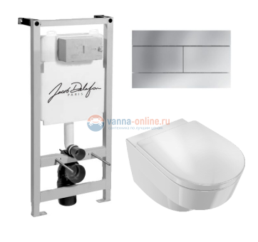 Инсталляция Jacob Delafon с безободковым унитазом Jacob Delafon Odeon Rive Gauche EDR102, сиденье микролифт клавиша хром, комплект 322667 Инсталляция Jacob Delafon с безободковым унитазом Jacob Delafon Odeon Rive Gauche EDR102, сиденье микролифт клавиша хром, комплект 322667