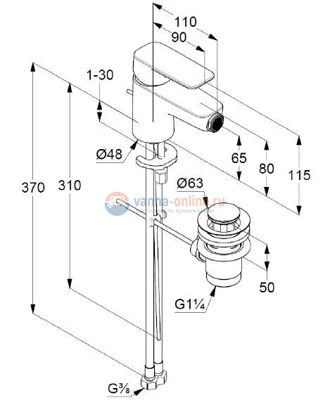Смеситель для биде Kludi Pure&Style 402160575 Смеситель для биде Kludi Pure&Style 402160575