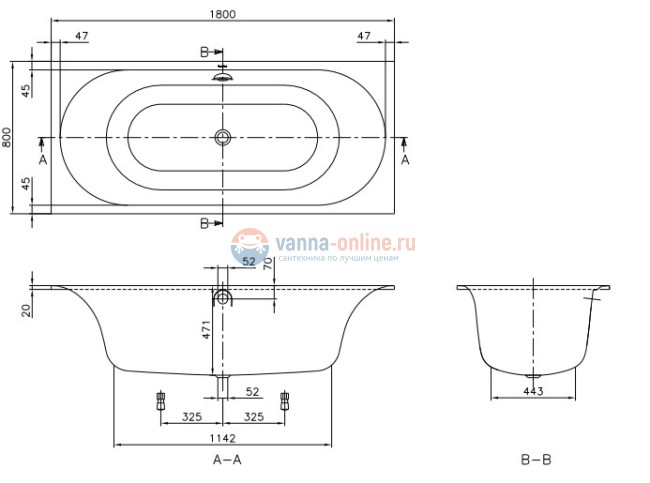 Ванна Villeroy&Boch CETUS UBQ170CEU2V-01, 170 x 75 см, alpin
