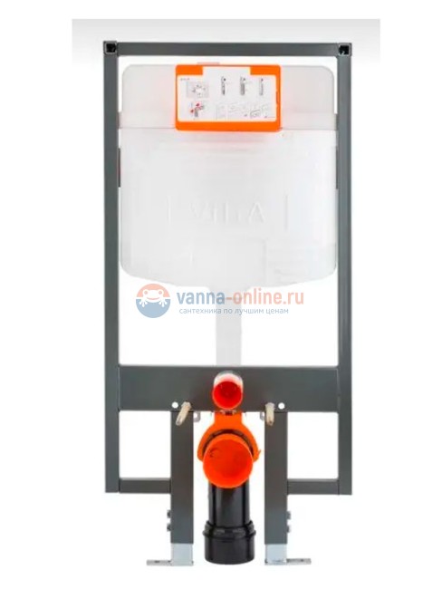 Инсталляция Vitra с безободковым унитазом Vitra D-Light Hygiene, сиденье микролифт, клавиша хром, 9014B003-7211