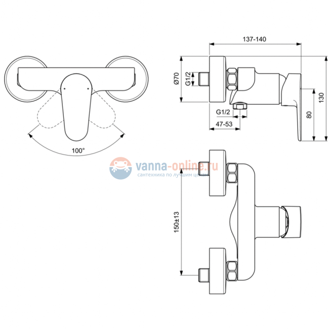 Смеситель для душа Ideal Standard CERAFINE MODEL O BC499AA Смеситель для душа Ideal Standard CERAFINE MODEL O BC499AA