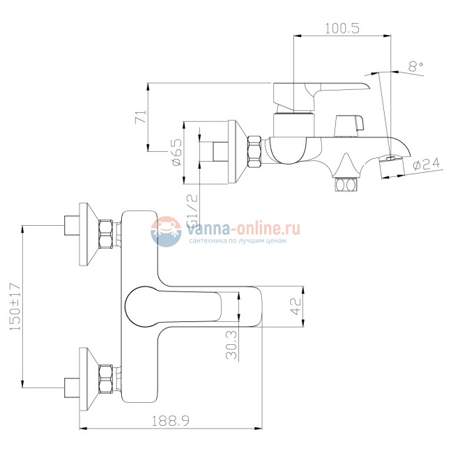 Смеситель Rossinka W35-31 для ванны и душа