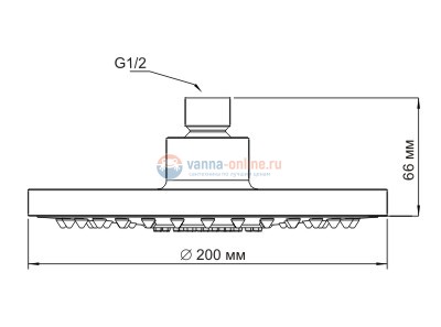 Верхний душ WasserKRAFT А029, Ø200 мм, хром