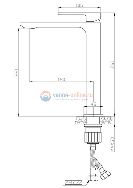 Смеситель Orange Lutz M04-021b для раковины, черный Смеситель Orange Lutz M04-021b для раковины, черный