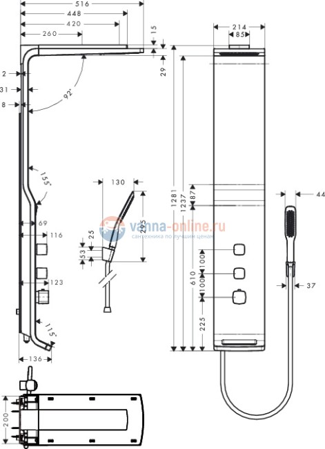 Душевая панель Hansgrohe Raindance Lift 27008000