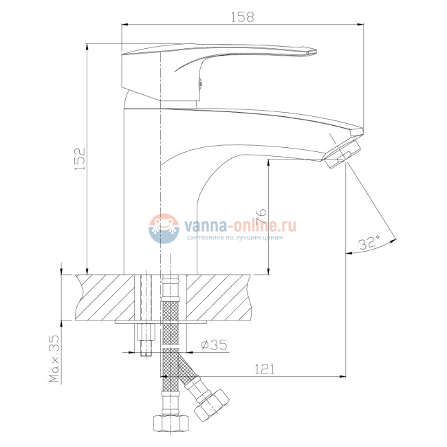 Смеситель Rossinka T40-15 для раковины с гигиеническим душем