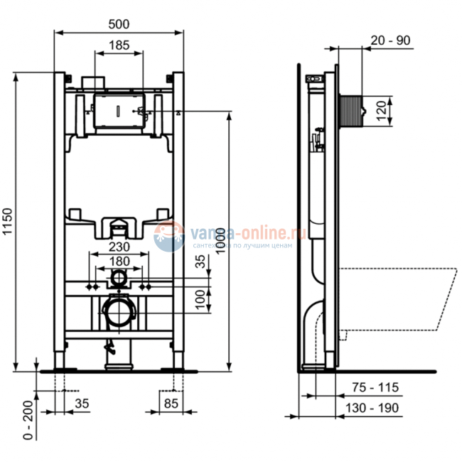 3 в 1 Промо-комплект с инсталляцией PROSYS 2,0 R046367, унитазом IS i.life A T471601 с сидением и крышкой T467601