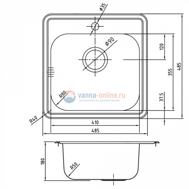 Мойка кухонная Iddis STR48S0i77 Strit 48,5 х 48,5 см