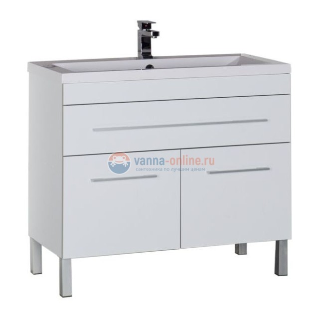 Тумба под раковину Aquanet Верона 100 напольная (2 дверцы, 1 ящик) 00182710, цвет белый