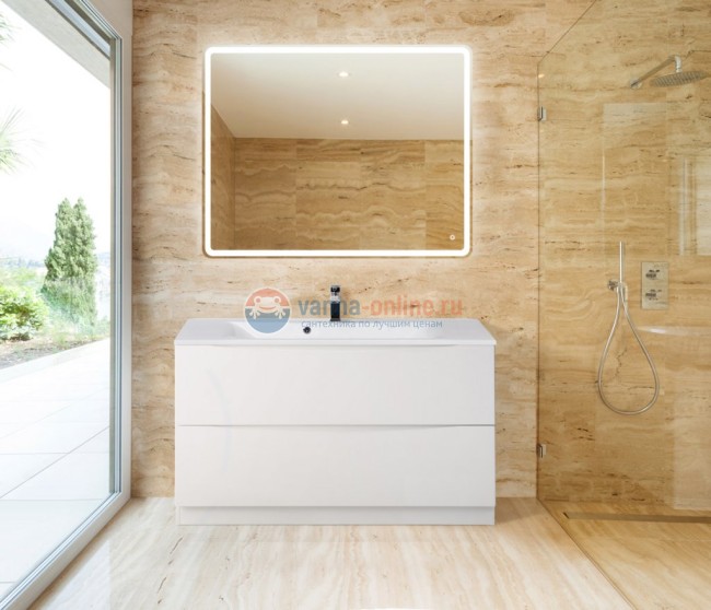 Тумба с раковиной BelBagno Marino MARINO-1000-2C-PIA-BL-P, 100 х 44.5 х 80 см, Bianco Lucido - белый глянец