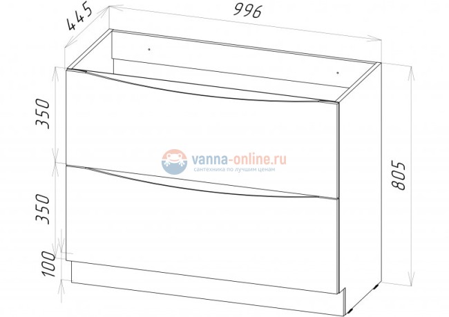 Тумба с раковиной BelBagno Marino MARINO-1000-2C-PIA-BL-P, 100 х 44.5 х 80 см, Bianco Lucido - белый глянец