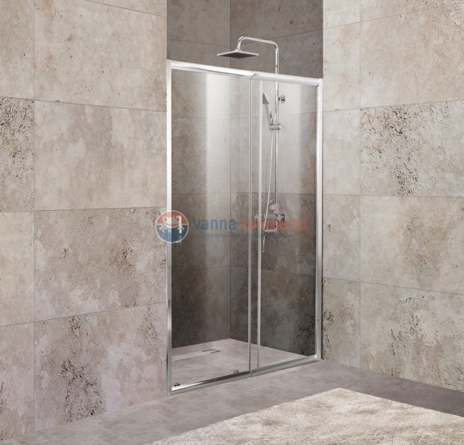 Душевая дверь BelBagno Unique UNIQUE-BF-1-120/135-C/P-Cr, 120-135 х 190 см, стекло прозрачное/матовое, цвет профиля хром