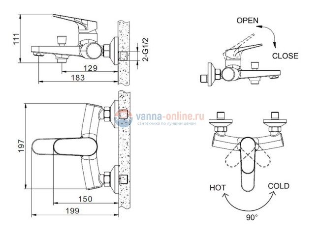 Смеситель Bravat Eler F6191238CP-01-RUS для ванны и душа Смеситель Bravat Eler F6191238CP-01-RUS для ванны и душа