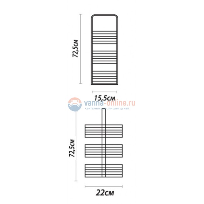Полка прямоугольная Fixsen FX-852 трехэтажная, антик