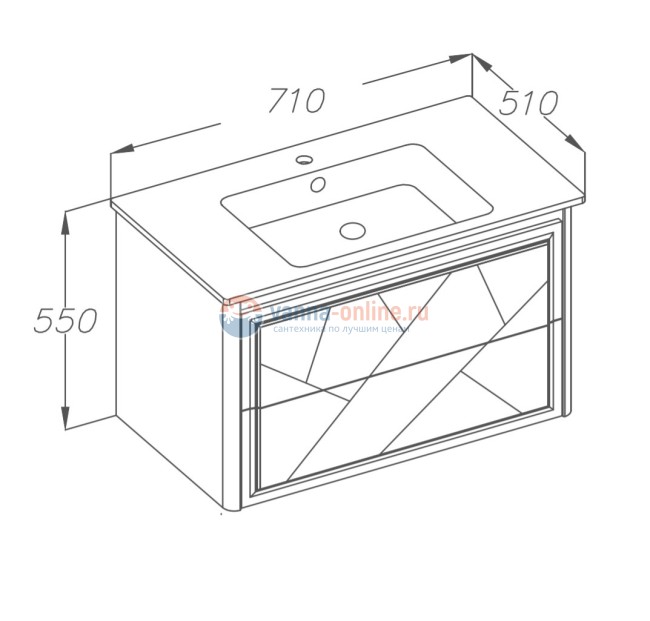 Тумба под раковину Opadiris Smile Луиджи 70 см, 00-00000540, подвесная, серый матовый