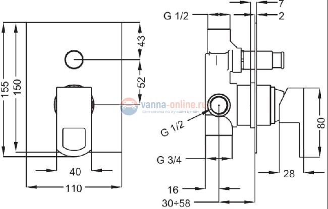Смеситель Cezares Levico LEVICO-VDIM-01-Cr для ванны и душа Смеситель Cezares Levico LEVICO-VDIM-01-Cr для ванны и душа
