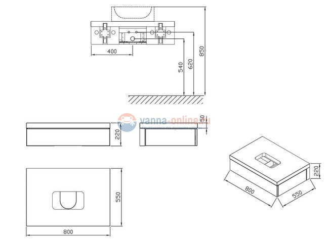Тумба под умывальник Ravak Formy SD 800 X000001029, белая