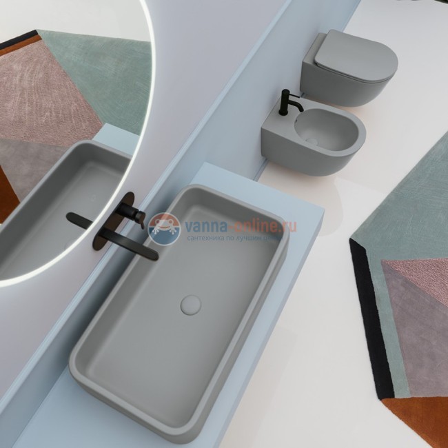 Унитаз подвесной 550х360мм., AXA Eva безободковый, серый матовый