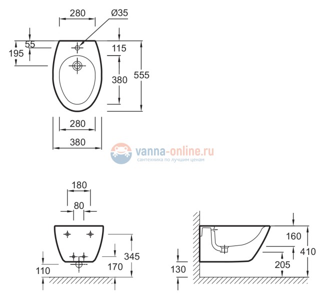 Биде Jacob Delafon Presquile E4441-00 подвесное Биде Jacob Delafon Presquile E4441-00 подвесное
