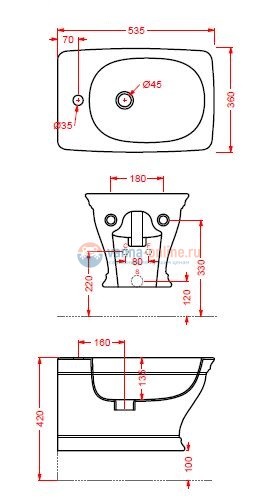 Биде ArtCeram Civitas CIB001 34; 00, подвесное