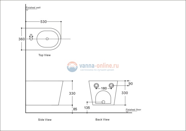 Биде Aquanet Atago 2.0 B2 243555, подвесное Биде Aquanet Atago 2.0 B2 243555, подвесное