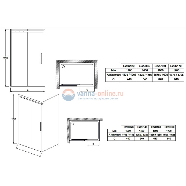 Душевой уголок Jacob Delafon Contra 120 х 80 см с раздвижной дверью, стекло прозрачное
