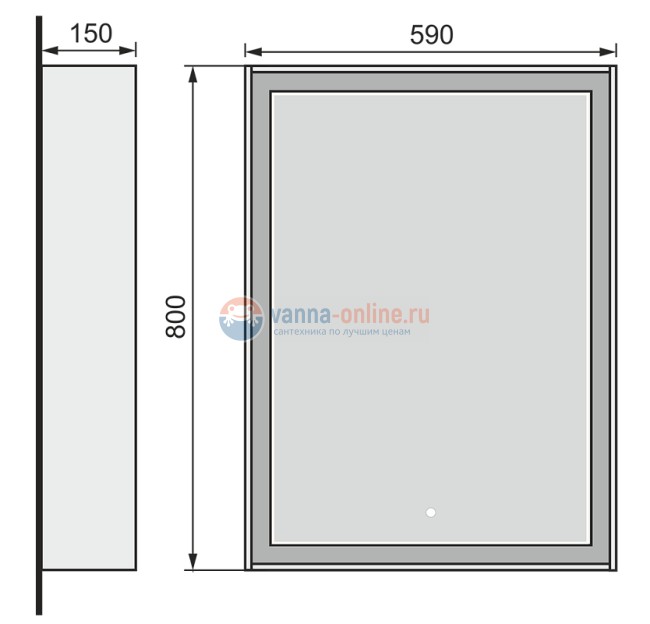 Зеркало Raval Frame Fra.02.60/W, 60 см, с подсветкой, белое Зеркало Raval Frame Fra.02.60/W, 60 см, с подсветкой, белое
