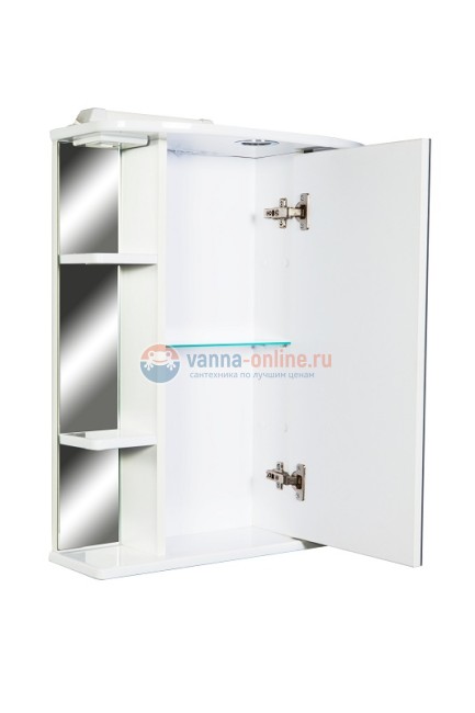 Зеркальный шкаф Orange Кларис 55 см, с LED-подсветкой и розеткой, цвет - белый Зеркальный шкаф Orange Кларис 55 см, с LED-подсветкой и розеткой, цвет - белый