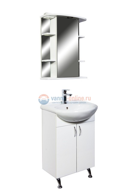 Зеркальный шкаф Orange Кларис 55 см, с LED-подсветкой и розеткой, цвет - белый Зеркальный шкаф Orange Кларис 55 см, с LED-подсветкой и розеткой, цвет - белый