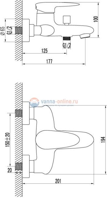 Смеситель Lemark Status LM4402C для ванны и душа Смеситель Lemark Status LM4402C для ванны и душа