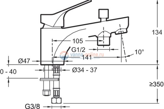 Смеситель Jacob Delafon Brive E75769-CP для ванны/душа Смеситель Jacob Delafon Brive E75769-CP для ванны/душа