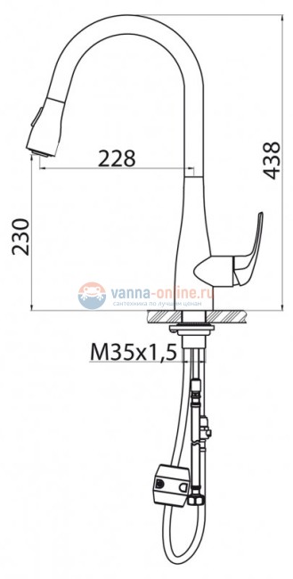 Смеситель Belbagno BB-LAM28-IN для кухонной мойки, с выдвижным изливом, двухрежимный, нержавеющая сталь, сатин