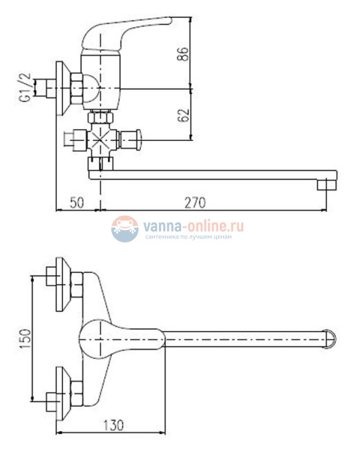 Смеситель для ванны и душа Rav-Slezak Sazava SA051.5, универсальный, хром