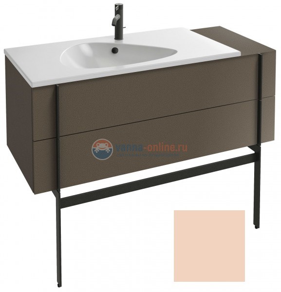 Тумба под раковину Jacob Delafon Nouvelle Vague 120 EB3033-M70, 2 ящика, с выступом, цвет - телесный матовый