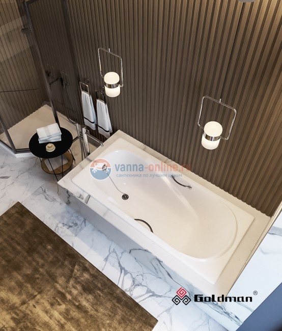 Комплект: Чугунная ванна Goldman Elegant 170x80, с ручками и ножками