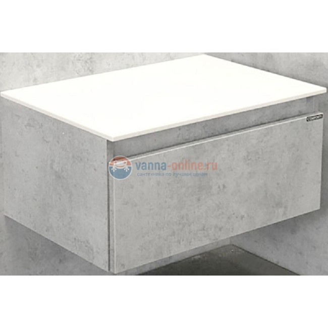 Тумба Comforty Осло-60, бетон светлый с белой столешницей