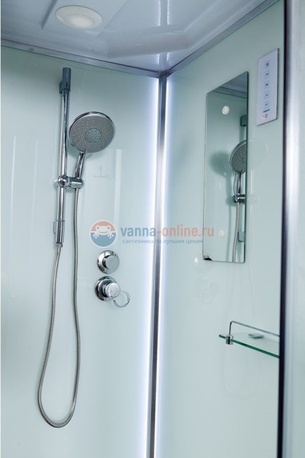 Душевая кабина Deto D D80S LED 80 x 80 см, с крышей и LED подсветкой