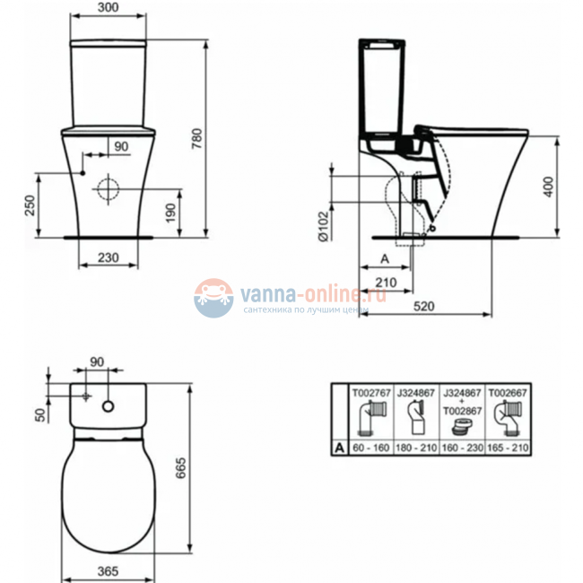 Напольный пристенный унитаз для монтажа с бачком Ideal Standard CONNECT AIR AquaBlade® E009701