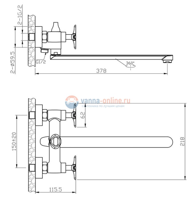 Смеситель Agger Love A1021100 для ванны и душа, хром