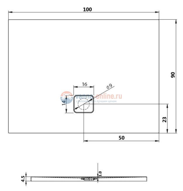 Душевой поддон Riho Basel 414 100 x 90 см DC240050000000S акриловый, прямоугольный, цвет белый