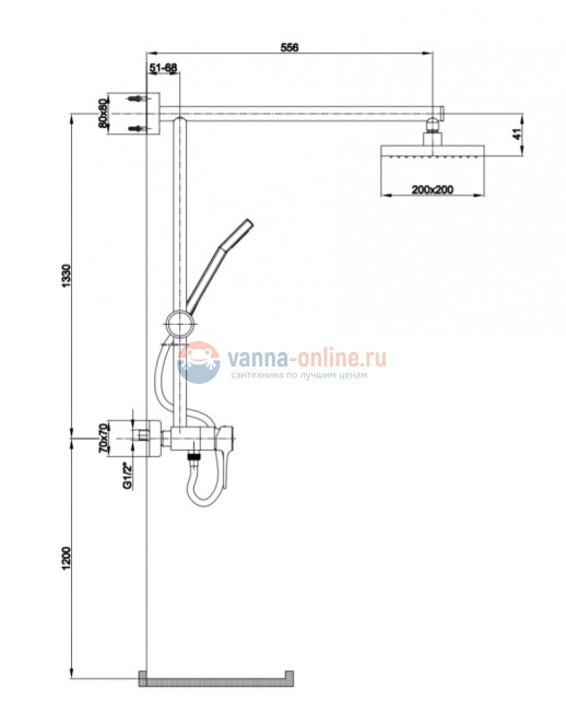 Душевая система E.C.A. Caro 102154006EX для душа, хром Душевая система E.C.A. Caro 102154006EX для душа, хром