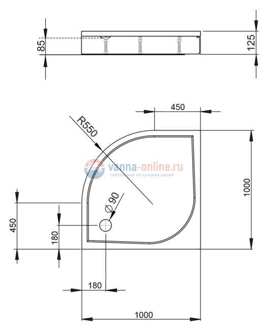 Поддон для душа Radaway Paros A1000, из искусственного камня