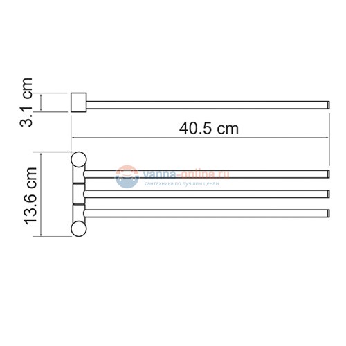 Полотенцедержатель WasserKRAFT 1033, тройной Полотенцедержатель WasserKRAFT 1033, тройной