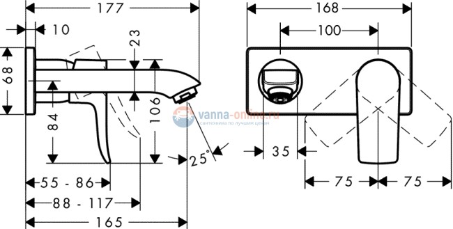 Смеситель Hansgrohe Metris 31085000 для раковины, внешняя часть Смеситель Hansgrohe Metris 31085000 для раковины, внешняя часть