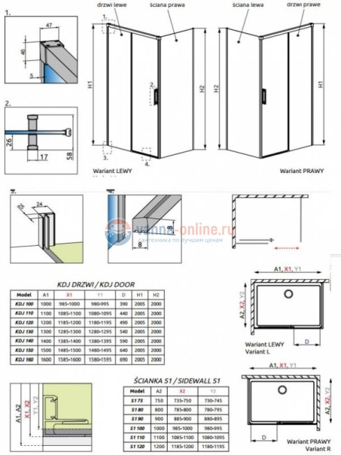 Душевой уголок Radaway Idea KDJ 100 x 110 правый, стекло прозрачное