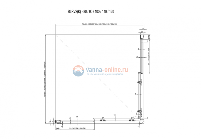 Душевой уголок Ravak Blix BLRV2K, 120 х 120 см, профиль сатин, витраж грейп